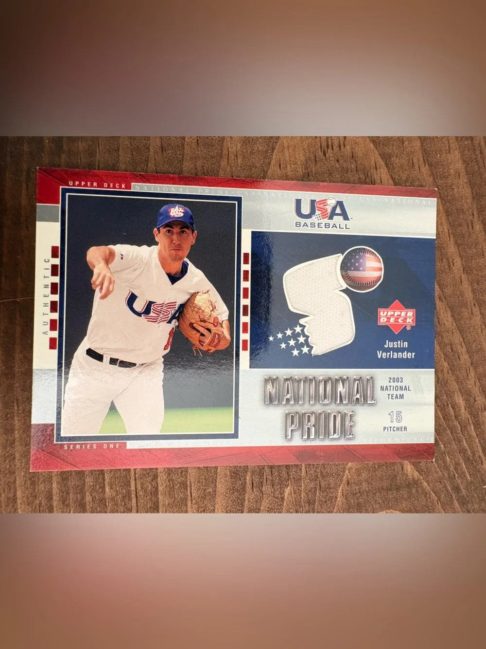 2003 Upper Deck USA Baseball Justin Verlander National Pride Game Used Jersey